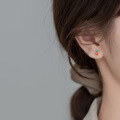 wholesale S925 Silver Asymmetrical Playful Earrings for Women with Micro-Paved Bunny and Carrot Design M00538-0-1