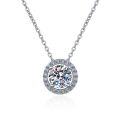 wholesale 925 Sterling Silver Exquisite Full Diamond D Color Moissanite Necklace for Women, Round Bezel Simple Elegant with Chain Empty Setting Factory Direct-0-4