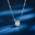 925 Silver Rose Zircon 1ct Four-Prong Pendant Necklace, Holiday Gift-0-0