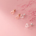 wholesale S925 Silver Stud Earrings for Women, Hollow Heart, Small and Delicate, Threaded Bead Ear Accessories G8861-0-1