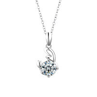 S925 Sterling Silver Moissanite Zodiac Necklace for Women-Cancer (June 22 - July 22) (Platinum Gold)  1-Carat Moissanite