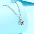 S925 Silver Moissanite 1ct Four-Prong Pendant Necklace-0-0