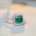 wholesale S925 Sterling Silver Emerald Cut 7X7 High Carbon Diamond Full Zircon Square Envelope Ring for Women-0-2