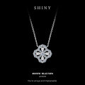 S925 Silver Four-Leaf Clover Pendant Necklace, Moissanite, Light Luxury Style-0-4