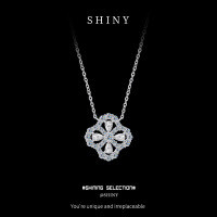S925 Silver Four-Leaf Clover Pendant Necklace, Moissanite, Light Luxury Style-S925 Sterling Silver + Moissanite MS-1911B 925 Silver