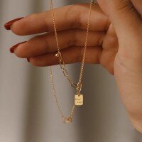 wholesale S925 Sterling Silver Red Elk Full Body Letter Design Good Luck Necklace for Women, Euro-American Fashion Minimalist Gift-BX0067-Gold 925 Silver