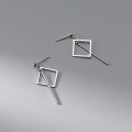wholesale 925 Sterling Silver Women's Daily Korean Sweet Square Earrings Versatile Geometric Bar Drop Earrings E4086-0-3