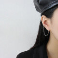 wholesale S925 Sterling Silver EA446 Korean-style INS Geometric Square Circle Chain Tassel Ear Clips Earrings-0-3