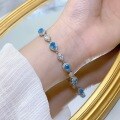 wholesale Metal material first, Mu Jing Jewelry New Simulated Paraiba 5*7 Bracelet with a Sense of Fashion and High-End 1 Carat Bracelet for Women-0-3