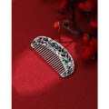 wholesale S999 Pure Silver Solid Handmade Chinoiserie Palace Style Floral Enamel Hair Comb Mother's Day Gift-0-1