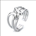 wholesale S925 Sterling Silver Korean Dongdaemun Multi-Layer Twisted Crossover Open Ring Women's Minimalist-0-4