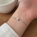 wholesale S925 sterling silver small square bracelet for women, new trendy summer minimalist niche design versatile hand accessory-0-2