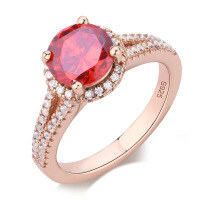 wholesale S925 Silver New Arrival Elegant Round 5A Zircon Gemstone Colorful Gem Adjustable Open Ring for Women-925 silver with zircon US size 7