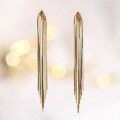 wholesale AU750 18K Gold Custom Tassel Earrings for Women, Fashion Multi-Layer Elegant Threader Long Drop Earrings-0-6