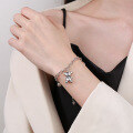 wholesale S925 Sterling Silver Korean-style Retro Letter Round Pendant Cute Bear Best Friend Round Bead Tassel Trendy Bracelet-0-3