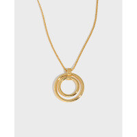 wholesale S925 Sterling Silver YH082 Korean Minimalist Ins Original Indie Design Geometric Circle Pendant Necklace for Women-Silver 925 silver