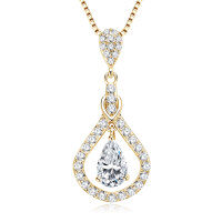 S925 Sterling Silver D-Color Moissanite Rotating Pendant Necklace-Lively Necklace [K Gold] 5x8mm  925 Silver