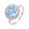 wholesale S925 Sterling Silver Double Circle Natural Topaz Ring Does Not Fade Inlaid with Garnet and Sapphire Classic-0-4