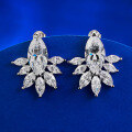 wholesale S925 Sterling Silver New Marquise Stud Earrings Fashion Commuter Style Inlaid Earrings Women's Earwear European and American Cross-Border Model-0-3