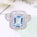 wholesale 925 Sterling Silver Fashion Luxury Natural Topaz Ring for Women, High-End Textured Gemstone Ring-0-0