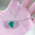 wholesale S925 silver jewelry new simulated emerald 8*10 necklace women's pendant European and American style width 40+5cm-0-3
