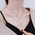 wholesale S925 Sterling Silver Korean Retro Vintage Emoji Pendant Creative Luck English Tassel Necklace-0-3