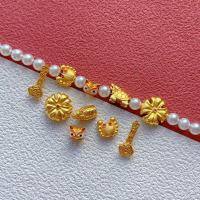 wholesale S925 antique silver gold-plated accessories with enameled lion dance charm, dragon turtle, ruyi, crab spacer beads, and counterweight for DIY jewelry-3# one