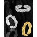 wholesale S925 Sterling Silver Korean Version Small Irregular Minimalist Twisted Bead Carving Design Plain Ring for Women-0-1