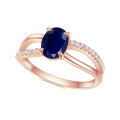 wholesale S925 sterling silver and rose gold plated ring with natural sapphire, exuding a sense of high-end luxury and stylish elegance-0-4