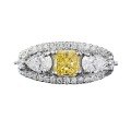 wholesale Metal S925 silver, ice flower cut high-carbon diamond, 5*5 yellow diamond, lightweight luxury ins-style ring, available for drop shipping-0-4