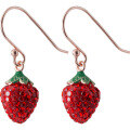 wholesale S925 Sterling Silver Korean Style Small Fresh Diamond-Inlaid Strawberry Earrings Cute Girly Heart Jewelry Accessories G1308-0-4
