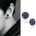 wholesale S925 Sterling Silver Men's Earrings Trendy Black Korean Minimalist Personality Crystal Cluster Popular Unisex Student Earrings-0-0