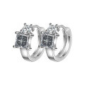 wholesale S925 Sterling Silver Princess Cut Moissanite Women's Ear Clips Colorful Silver Jewelry Earrings-0-12