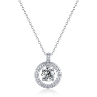 wholesale S925 Sterling Silver Circle Rotating Diamond Inlay Necklace, Fashionable and Light Luxury, Niche Design, Versatile Circular Collarbone Accessory-A multi-wear necklace - white gold > 925 silver
