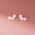 wholesale S925 Sterling Silver Fresh and Sweet Ins Style Niche Designed Three Five-Petal Flower Earrings M0555-0-0