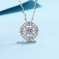 wholesale S925 Sterling Silver Four-Prong Moissanite Necklace for Women, Fresh and Sophisticated Everyday Versatile Piece to Gift Your Girlfriend-50 points (Moissanite)  925 silver