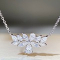 wholesale S925 Sterling Silver Wheat Spike Necklace for Women with 5A Zirconia High-Carbon Diamond Teardrop Pendant Marquise Choker-0-5