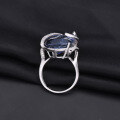 wholesale S925 Silver Luxe High-End Ionite Blue Sapphire Ring Fashion Large Carat Colored Crystal Ring, European and American Bestseller-0-2