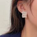 wholesale S925 Sterling Silver Geometric Wave Texture Stud Earrings for Women, Korean Minimalist Style, Versatile and Understated Earrings-0-4