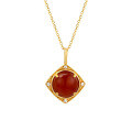 wholesale autumn and winter new 925 silver minimalist red agate versatile elegant diamond pendant necklace in Chinese red-0-1
