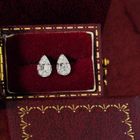 wholesale S925 Sterling Silver Red Elk Drop Zircon Earrings Women Small Advanced Sense Crystal Pear-Shaped Earrings Gift-BE0263-Platinum 925 Silver