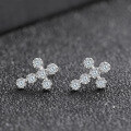 wholesale S925 Sterling Silver Fashion Zircon Cross Stud Earrings for Women, Minimalist and Unique-0-1