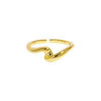 wholesale S925 sterling silver minimalist wave twist smooth texture open ring for women, Korean version, ins-JF788 model [18K gold]  Adjustable opening