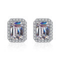 wholesale Pt950 platinum plated 925 sterling silver women's ear jewelry wholesale 1 carat fancy cut moissanite stud earrings-0-4