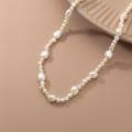 wholesale S925 silver irregular Baroque pearl necklace for women, Korean-style simple and elegant beaded neck accessory D9279-0-2