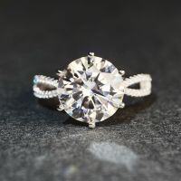wholesale S925 Silver 5-Carat Moissanite Ring for Women, Simple Six-Prong Cross-Border Bestseller, Luxuriously Set with D Color Moissanite Wholesale-2 carats-CBJZ366 (high carbon diamond) 8