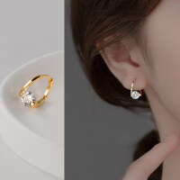 wholesale 925 Sterling Silver Geometric Round Diamond Hollow Ear Studs Women's Korean Style Short Earrings Ear Jewelry M00729-S925 silver pair gold>925 silver