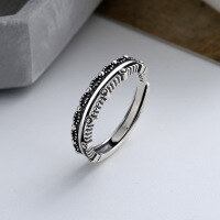 wholesale S925 Sterling Silver Korean Style Multi-layer Dot Eye of the Horse Thai Silver Ring Trendy Niche Design Index Finger Ring for Women-080J/approx. 1.8g Opening adjustable
