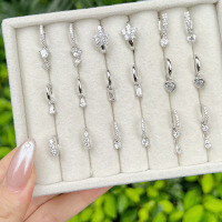 wholesale S925 Sterling Silver Light Luxury Geometric Zircon Heart Drop Earrings for Women, High-End Sense, Design-Inspired, Simple Silver Ins Style Ear Accessories-DY110296-SW-WH 925 silver