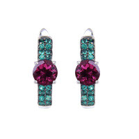 wholesale S925 Silver Natural Gemstone Earrings, Direct Supplier Vintage European and American Style Topaz Stud Earrings-Natural Rose Pomegranate 925 Silver